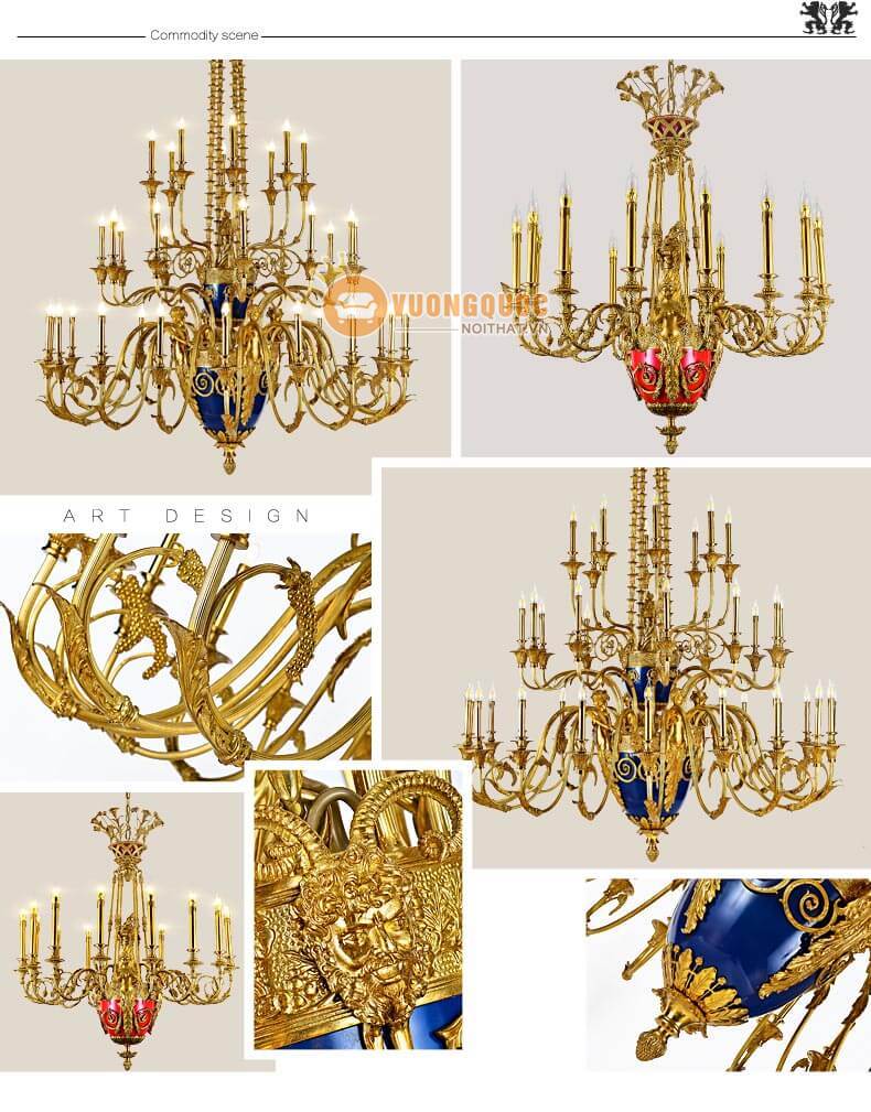 Đèn chùm đồng trang trí đại sảnh cao cấp abr141-4